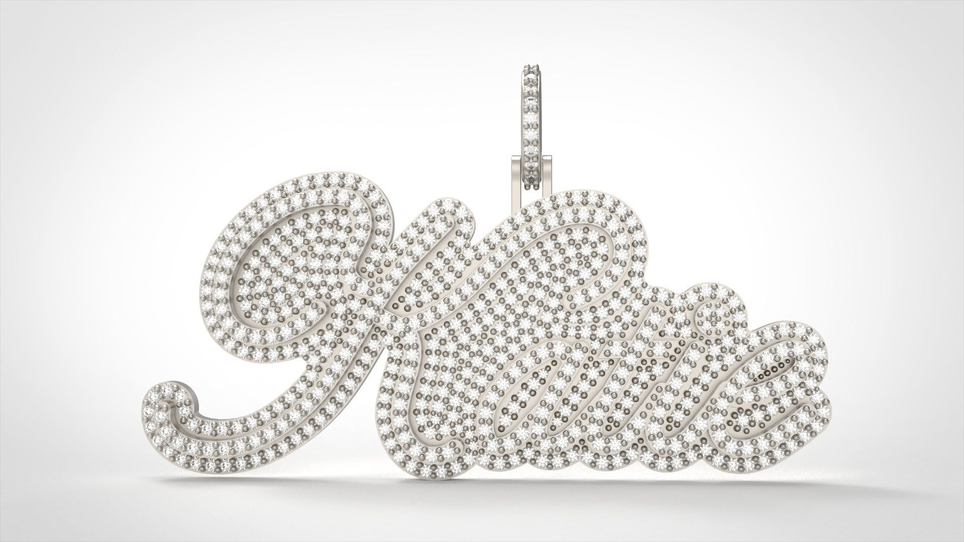 Model 724 Katie Name Plate Diamond Pendant 3D print model_5
