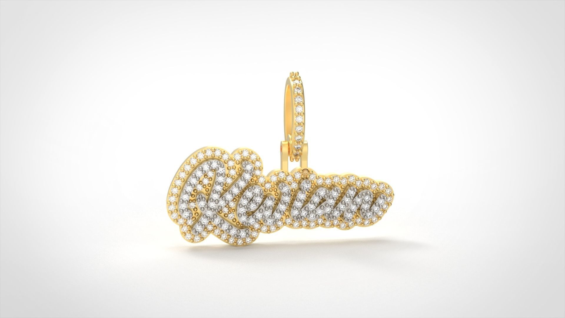 Model 729 Kevian Name Plate  Diamond Pendant 3D print model_4