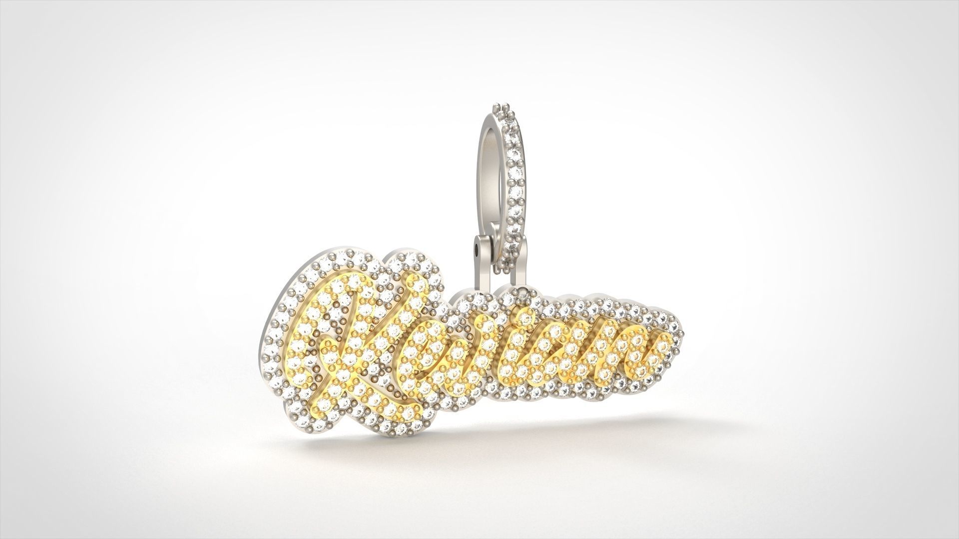Model 729 Kevian Name Plate  Diamond Pendant 3D print model_1
