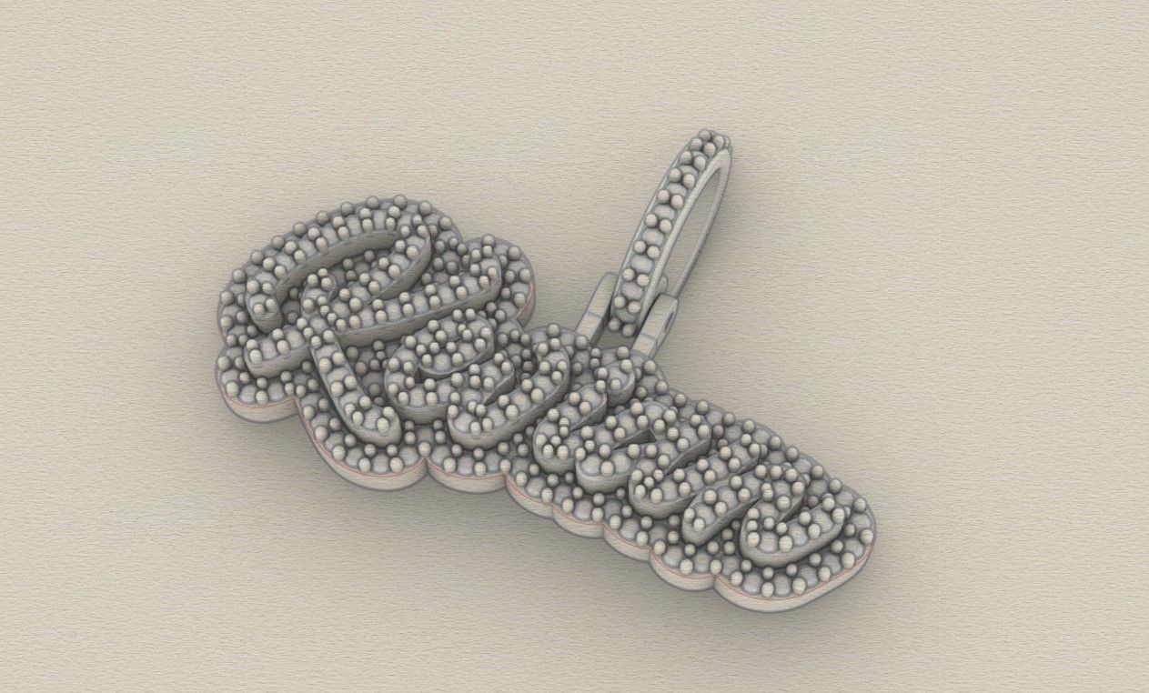 Model 729 Kevian Name Plate  Diamond Pendant 3D print model_8