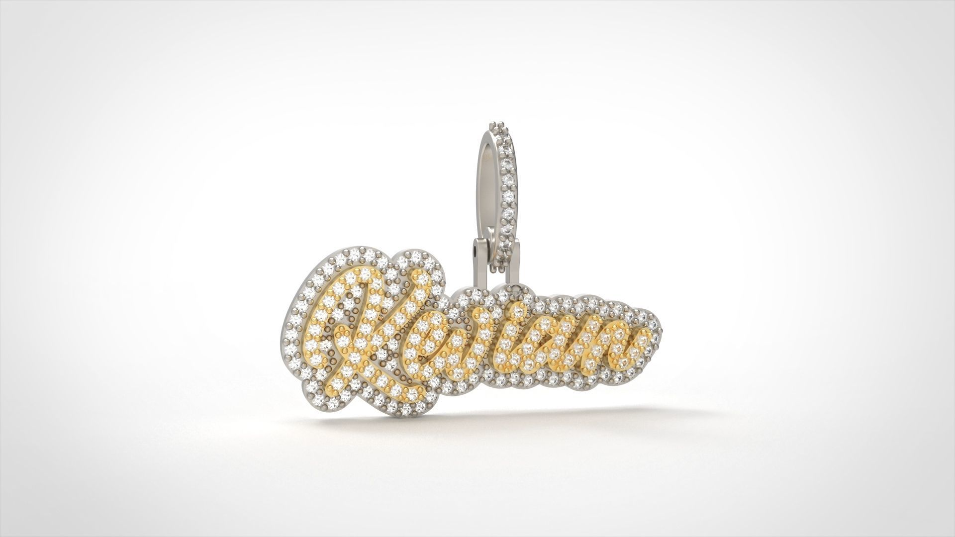 Model 729 Kevian Name Plate  Diamond Pendant 3D print model_2