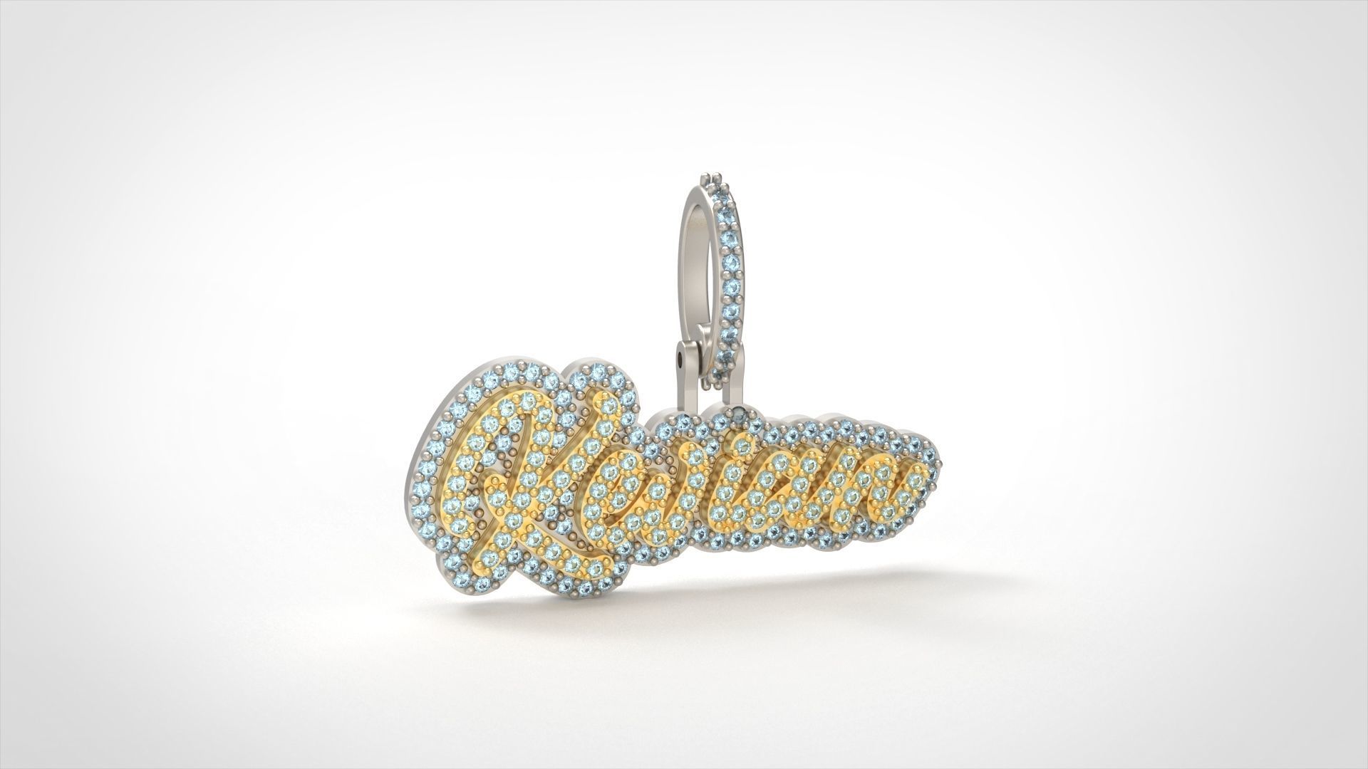 Model 729 Kevian Name Plate  Diamond Pendant 3D print model_3