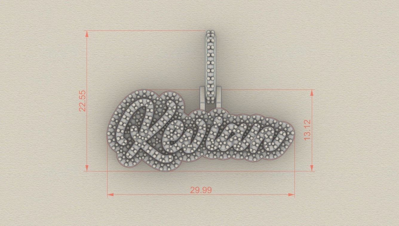 Model 729 Kevian Name Plate  Diamond Pendant 3D print model_5