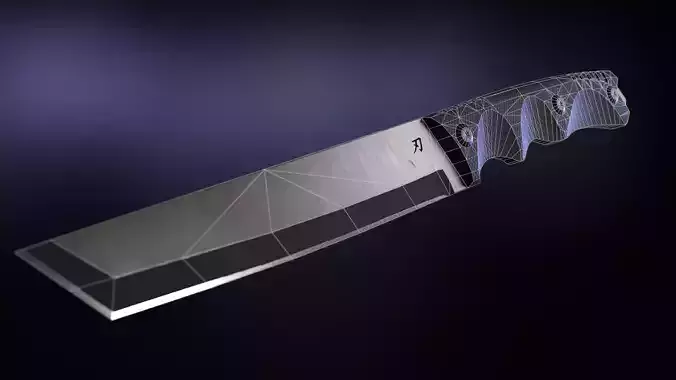3D Tactical Tanto Knife - Game Ready PBR Asset