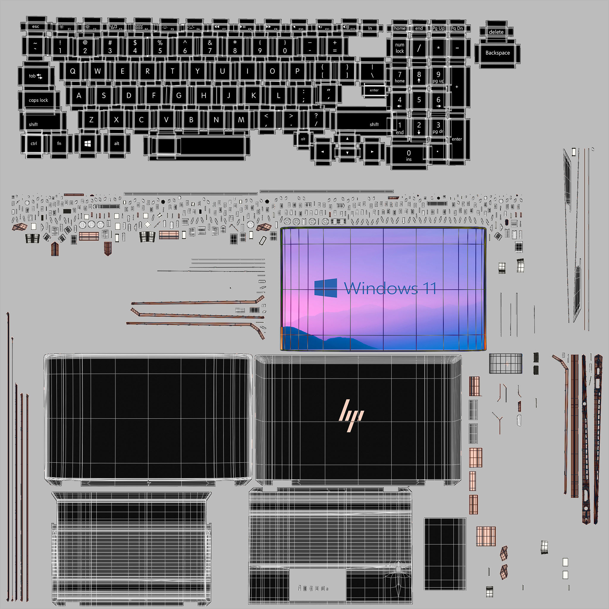 HP Spectre x360 3d Model VR Low-poly 3D model_11