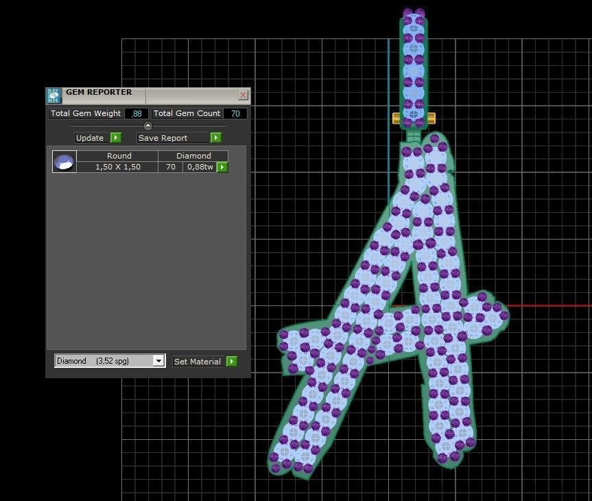 Model 795 Initial A Diamond Letter Pendant 3D print model_12