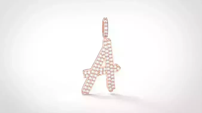 Model 795 Initial A Diamond Letter Pendant 3D print model