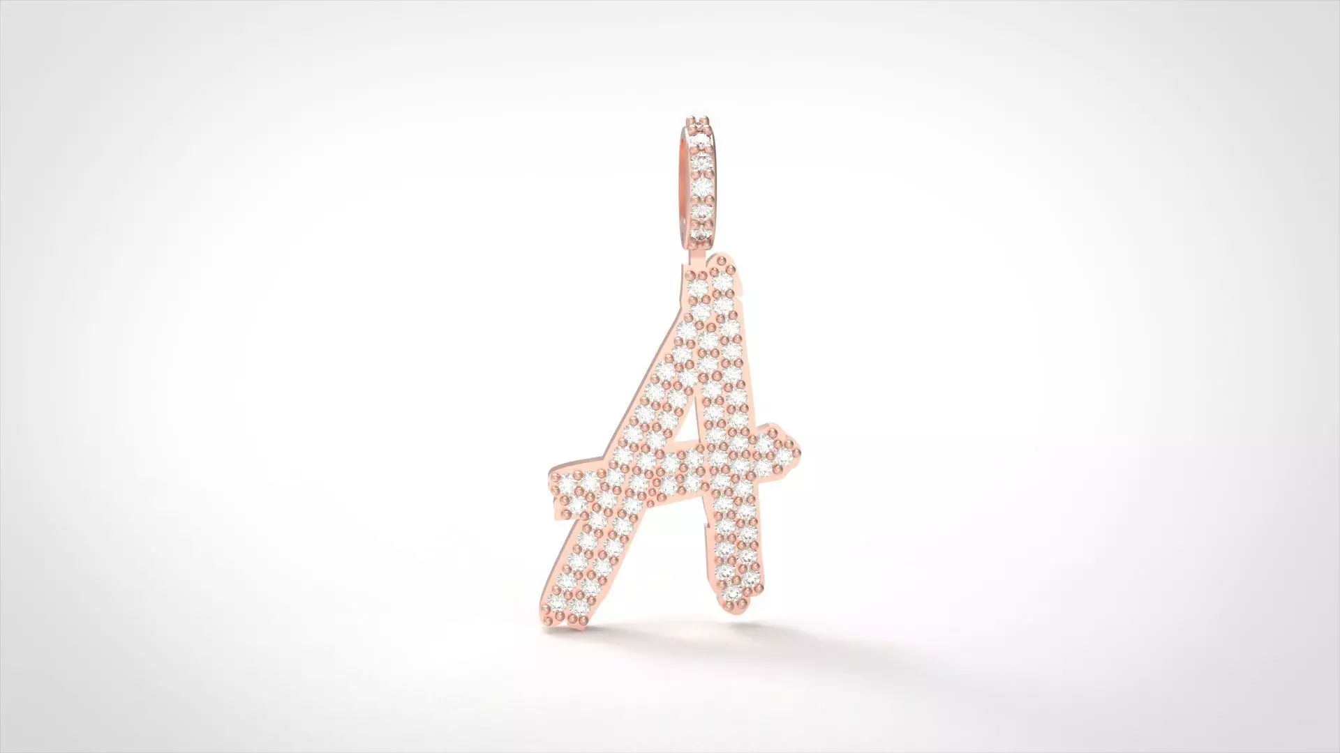 Model 795 Initial A Diamond Letter Pendant 3D print model_0