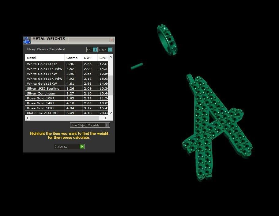 Model 795 Initial A Diamond Letter Pendant 3D print model_11