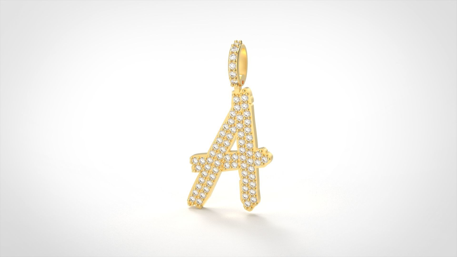 Model 795 Initial A Diamond Letter Pendant 3D print model_2