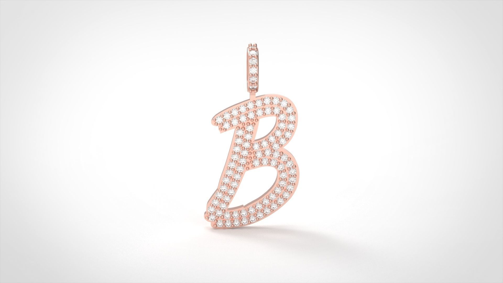 Model 796 Initial B Diamond Letter Pendant 3D print model_1