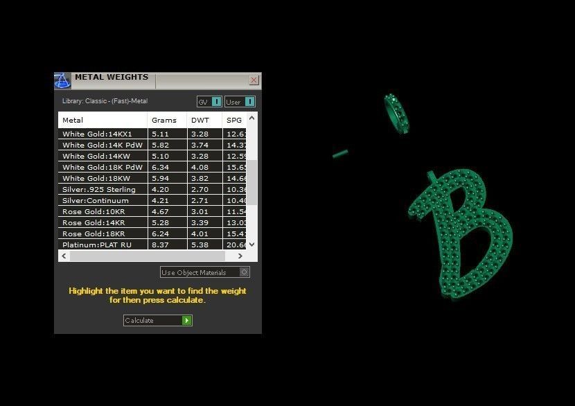 Model 796 Initial B Diamond Letter Pendant 3D print model_11