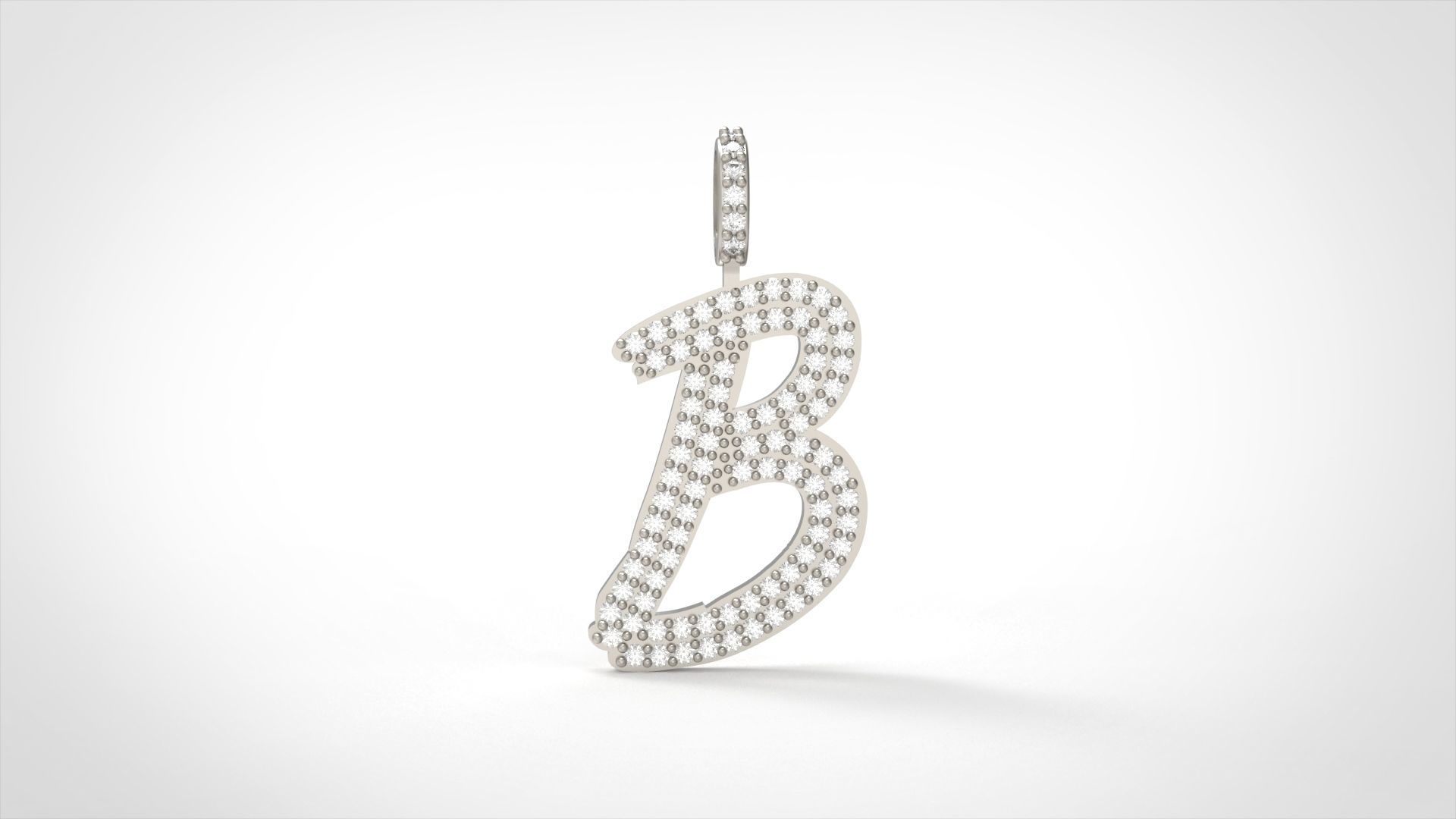 Model 796 Initial B Diamond Letter Pendant 3D print model_3