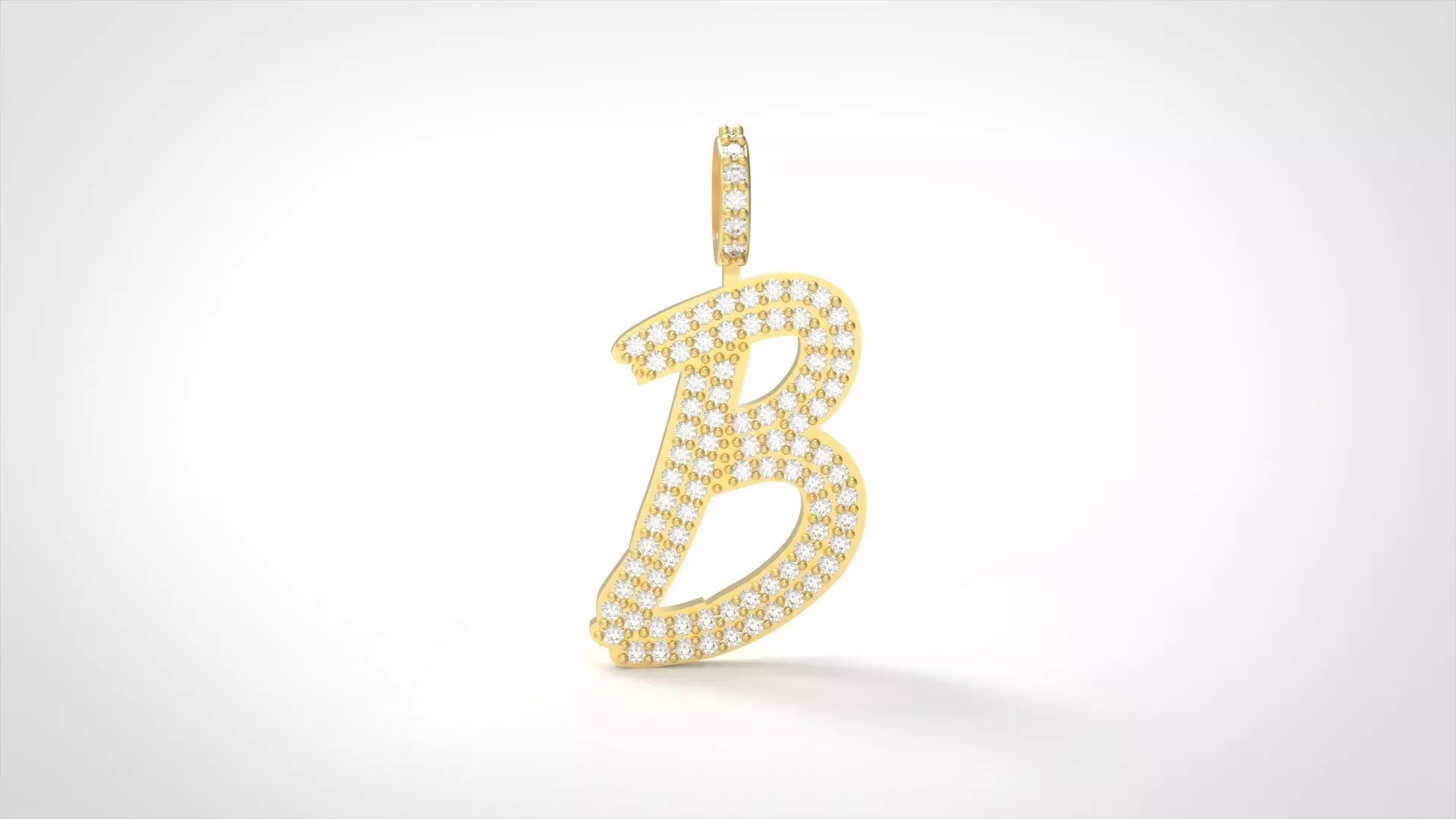 Model 796 Initial B Diamond Letter Pendant 3D print model_0