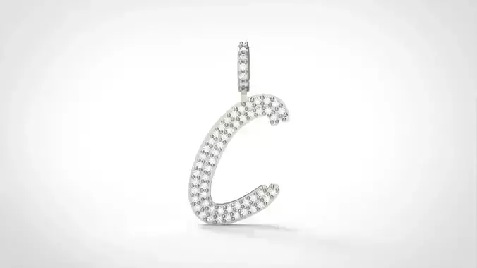Model 797 Initial C Diamond Letter Pendant 3D print model