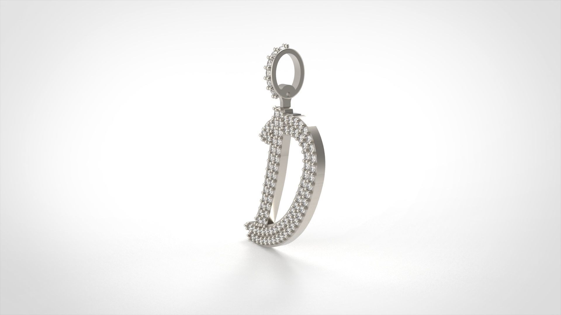 Model 798 Initial D Diamond Letter Pendant 3D print model_4