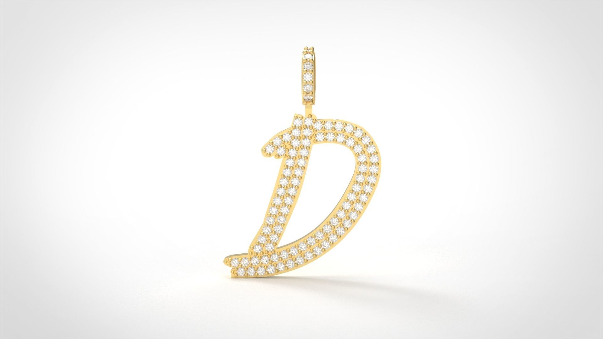 Model 798 Initial D Diamond Letter Pendant 3D print model_1