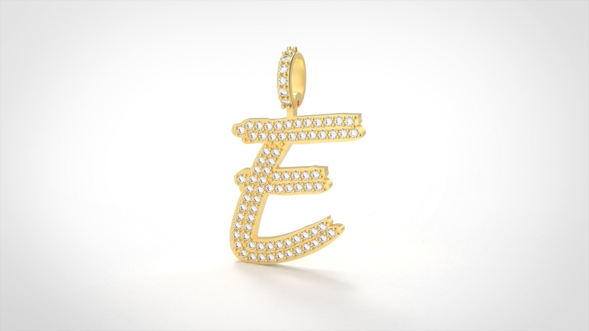 Model 799 Initial E Diamond Letter Pendant 3D print model_2