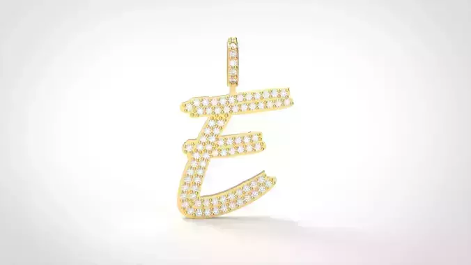 Model 799 Initial E Diamond Letter Pendant 3D print model