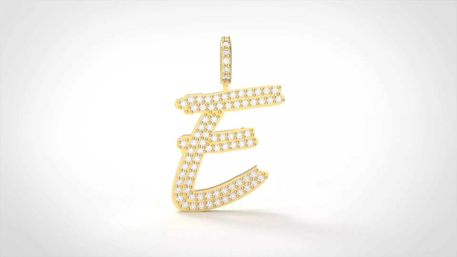 Model 799 Initial E Diamond Letter Pendant 3D print model_0