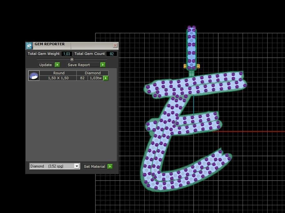 Model 799 Initial E Diamond Letter Pendant 3D print model_12