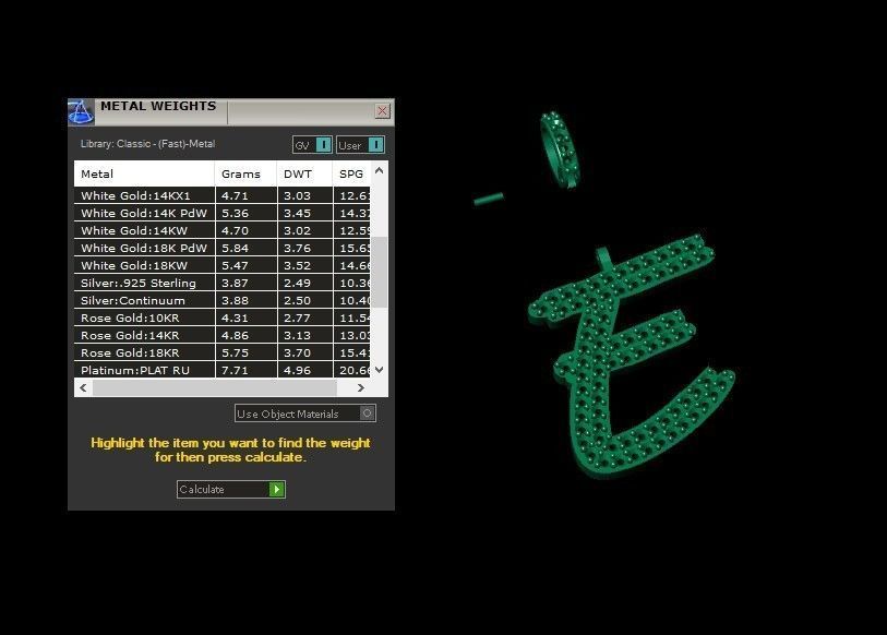 Model 799 Initial E Diamond Letter Pendant 3D print model_11