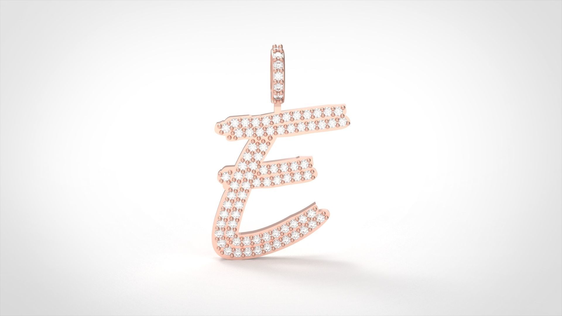 Model 799 Initial E Diamond Letter Pendant 3D print model_4