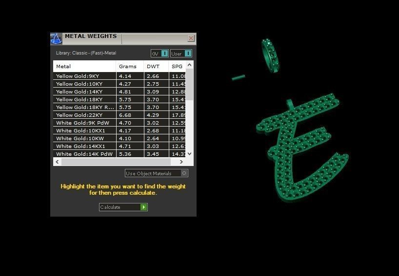 Model 799 Initial E Diamond Letter Pendant 3D print model_10