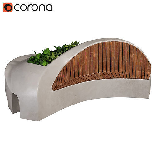 Bench with Plants 3D model