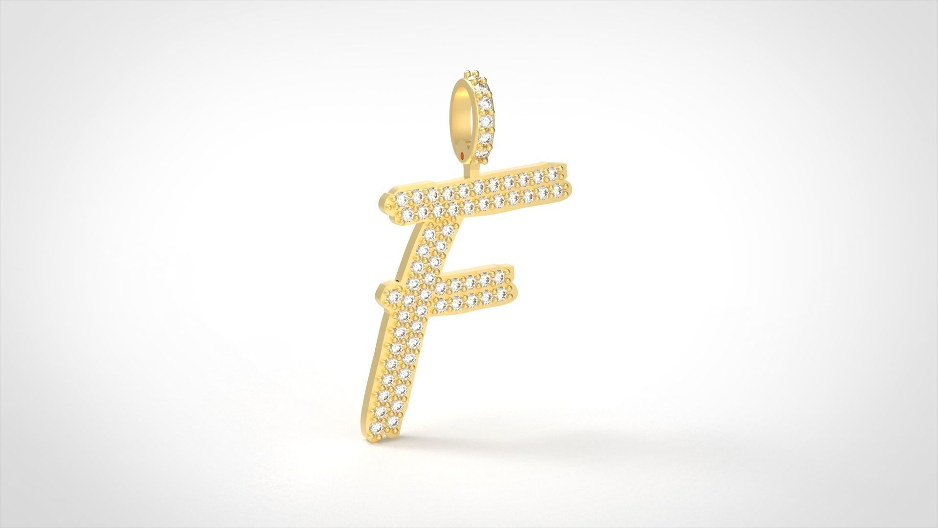 Model 800 Initial F Diamond Letter Pendant 3D print model_3