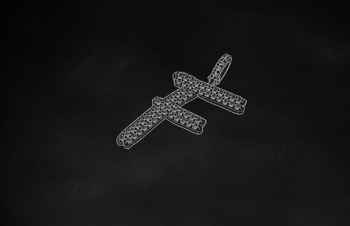 Model 800 Initial F Diamond Letter Pendant 3D print model_9