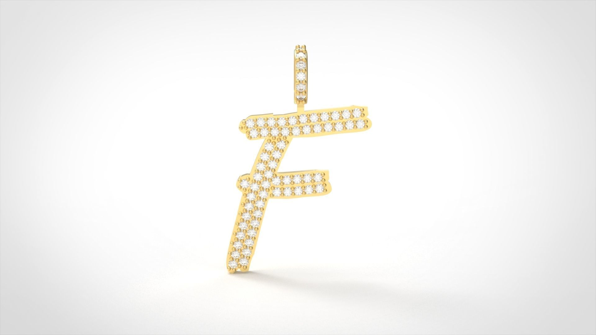 Model 800 Initial F Diamond Letter Pendant 3D print model_2