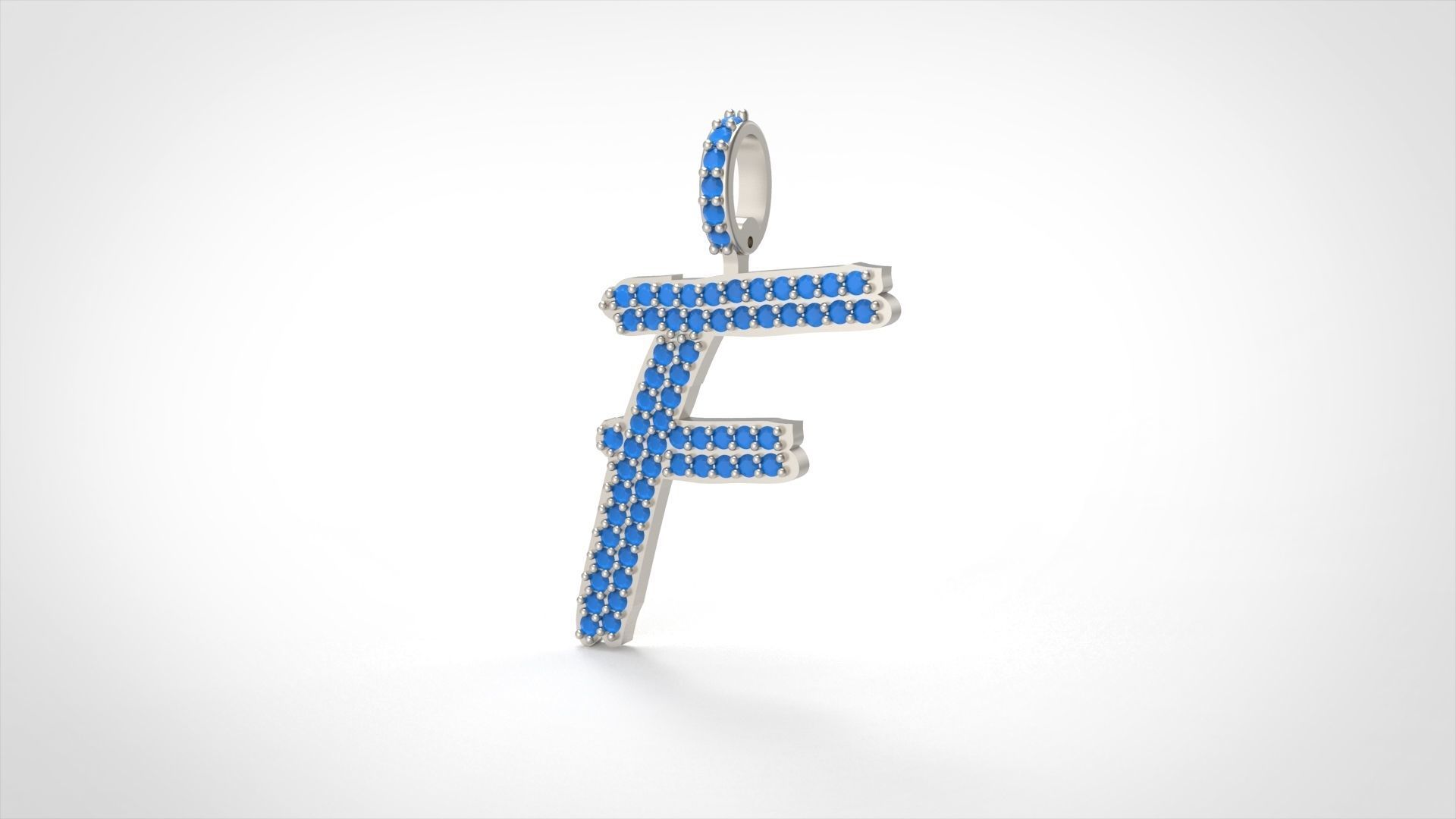 Model 800 Initial F Diamond Letter Pendant 3D print model_4