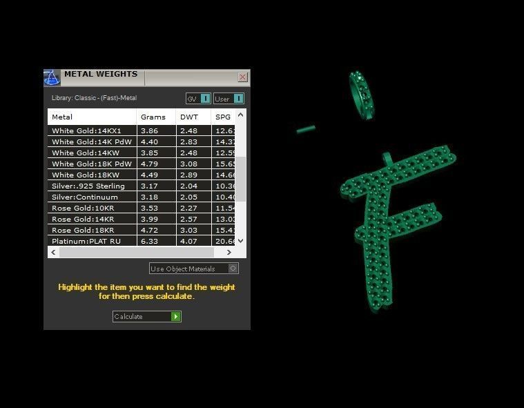 Model 800 Initial F Diamond Letter Pendant 3D print model_11