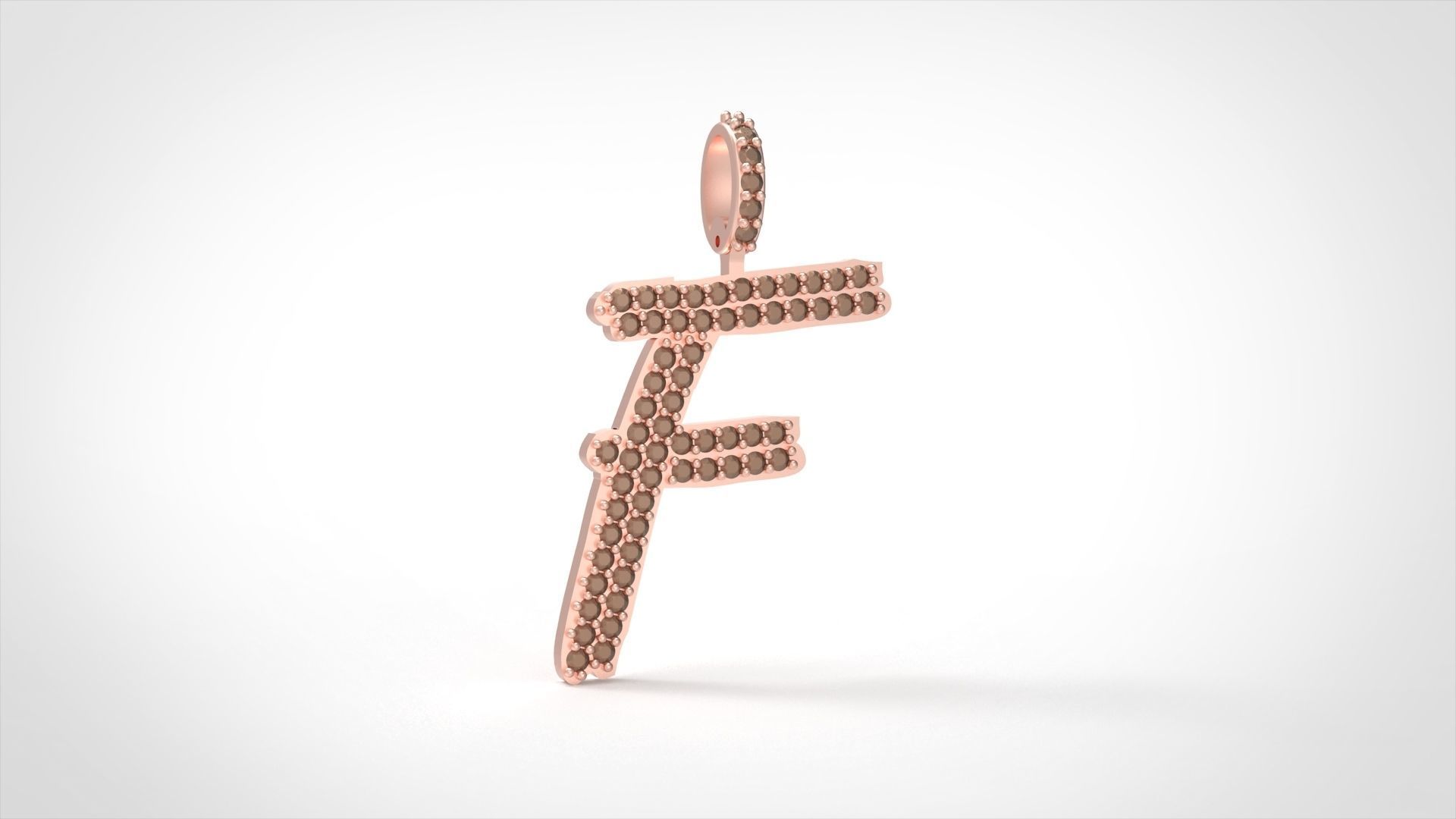Model 800 Initial F Diamond Letter Pendant 3D print model_1