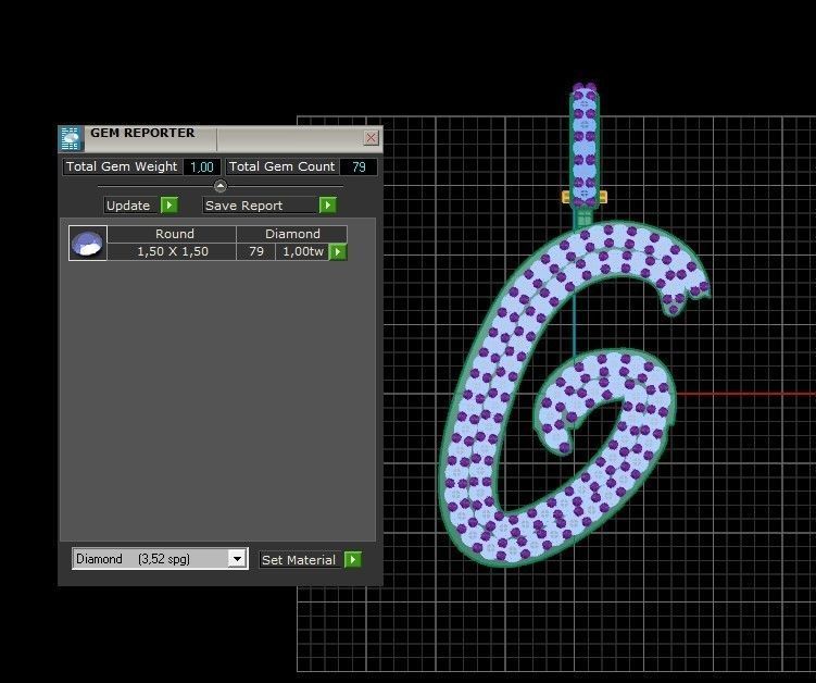 Model 801 Initial G Diamond Letter Pendant 3D print model_12