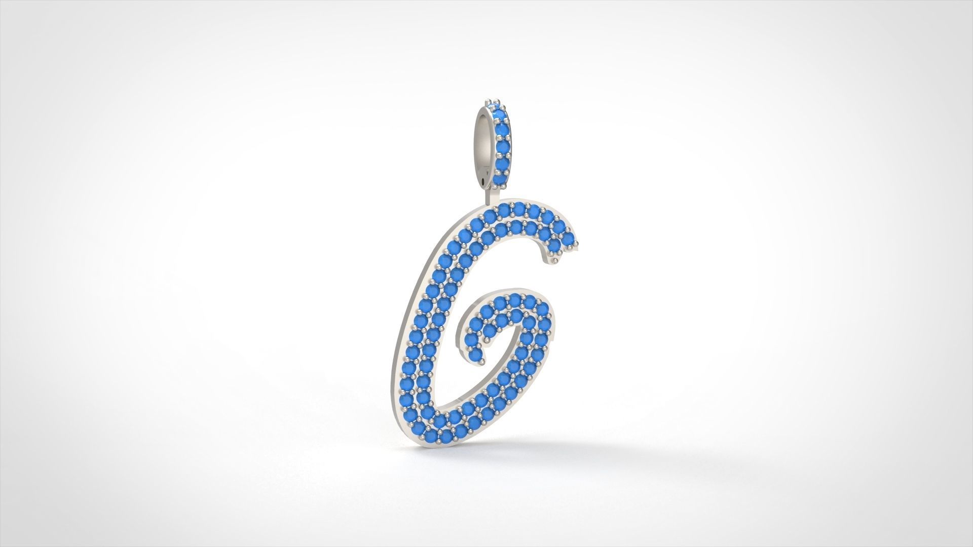 Model 801 Initial G Diamond Letter Pendant 3D print model_4