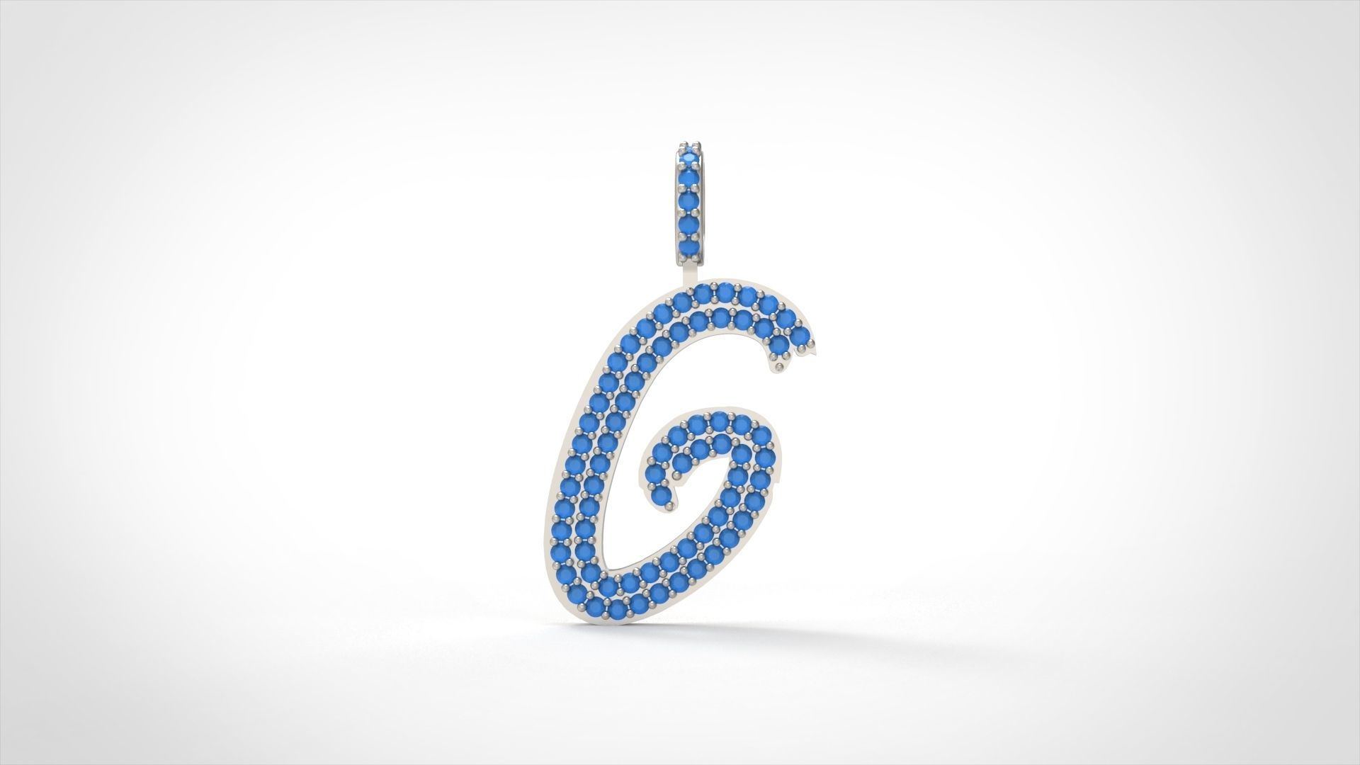 Model 801 Initial G Diamond Letter Pendant 3D print model_3