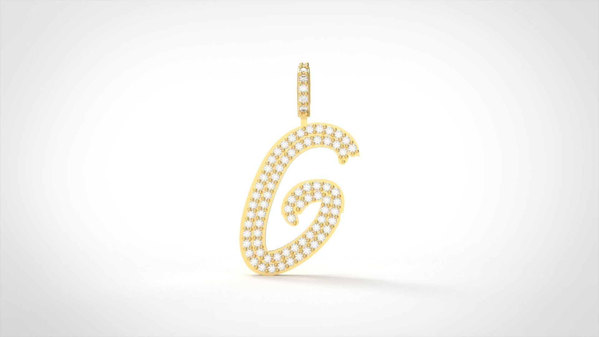 Model 801 Initial G Diamond Letter Pendant 3D print model_2