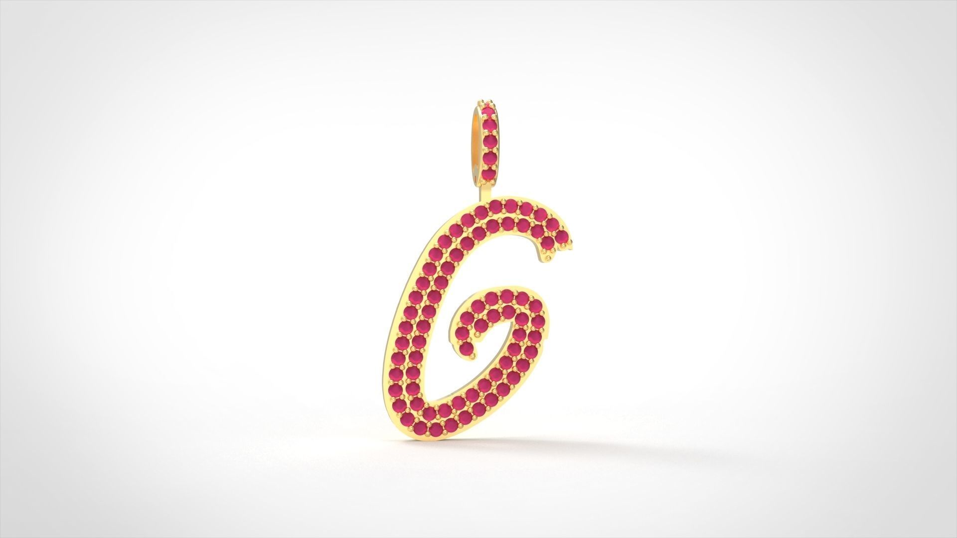 Model 801 Initial G Diamond Letter Pendant 3D print model_1