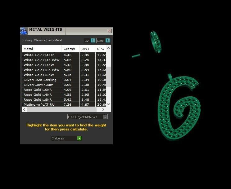 Model 801 Initial G Diamond Letter Pendant 3D print model_11