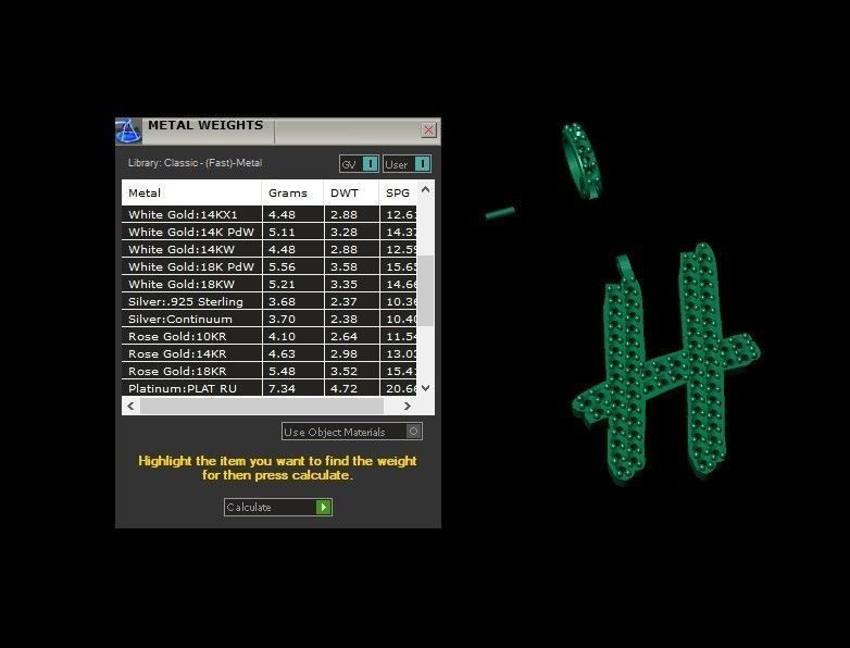 Model 802 Initial H Diamond Letter Pendant 3D print model_11
