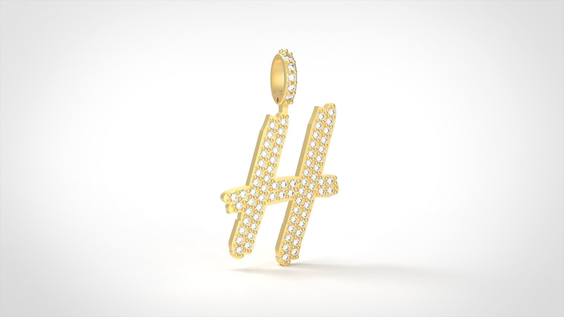 Model 802 Initial H Diamond Letter Pendant 3D print model_2