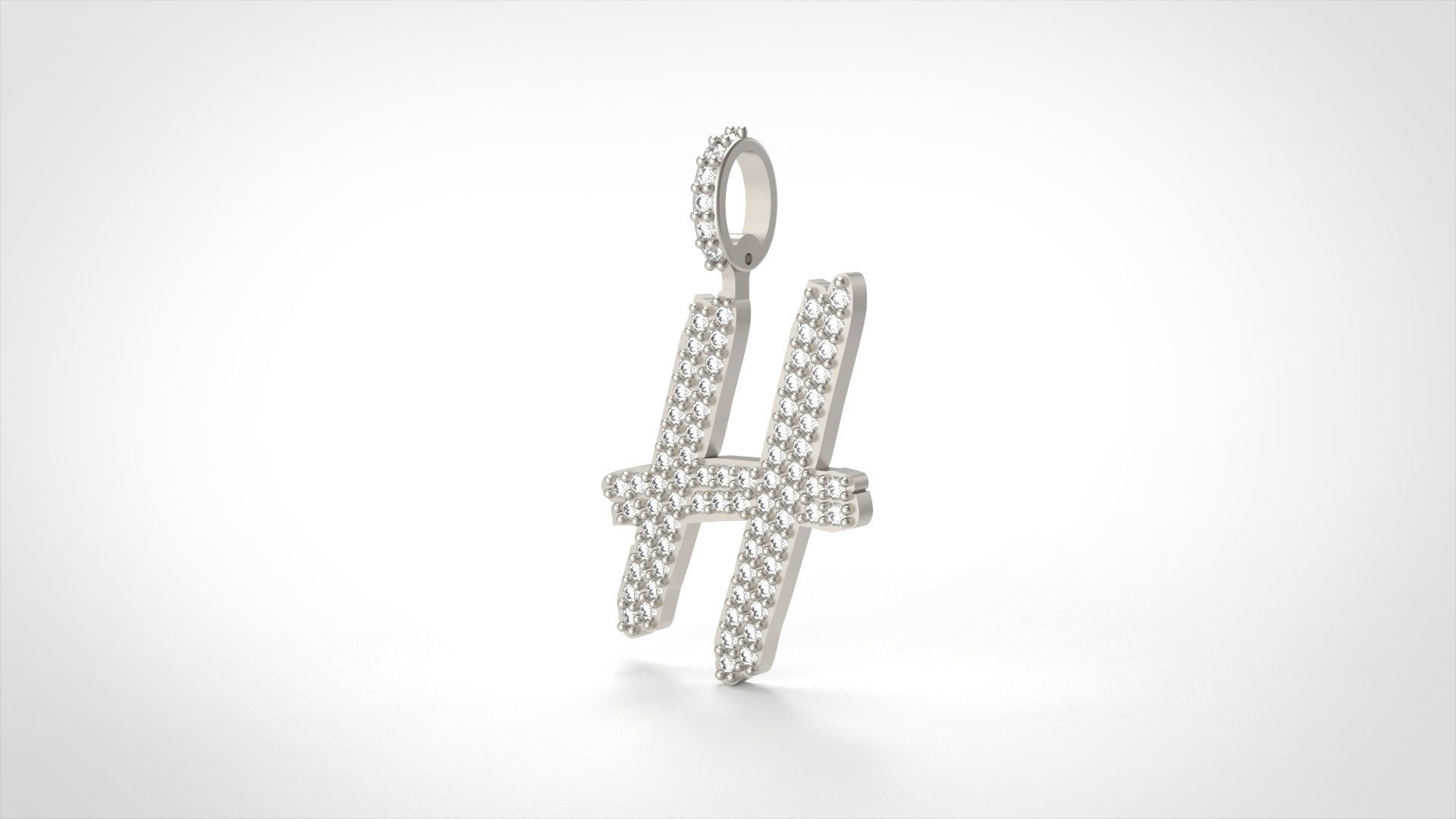 Model 802 Initial H Diamond Letter Pendant 3D print model_3