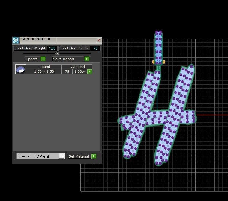 Model 802 Initial H Diamond Letter Pendant 3D print model_12