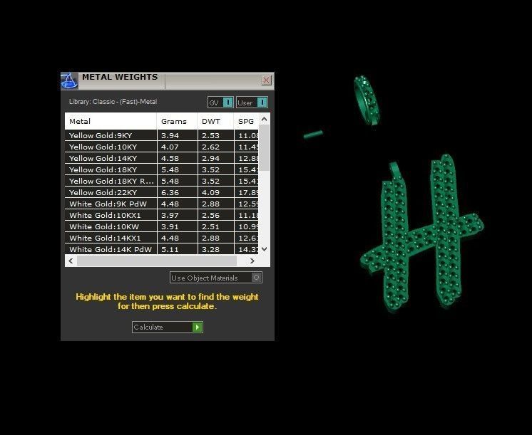 Model 802 Initial H Diamond Letter Pendant 3D print model_10