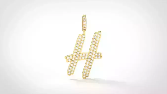 Model 802 Initial H Diamond Letter Pendant 3D print model
