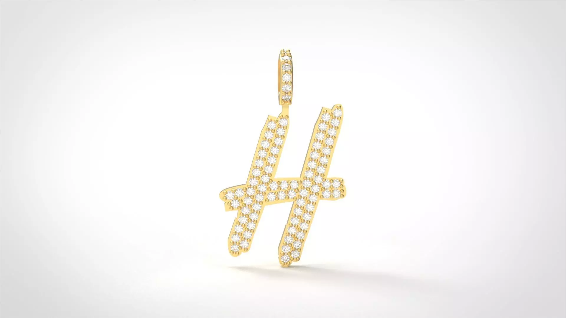Model 802 Initial H Diamond Letter Pendant 3D print model_0