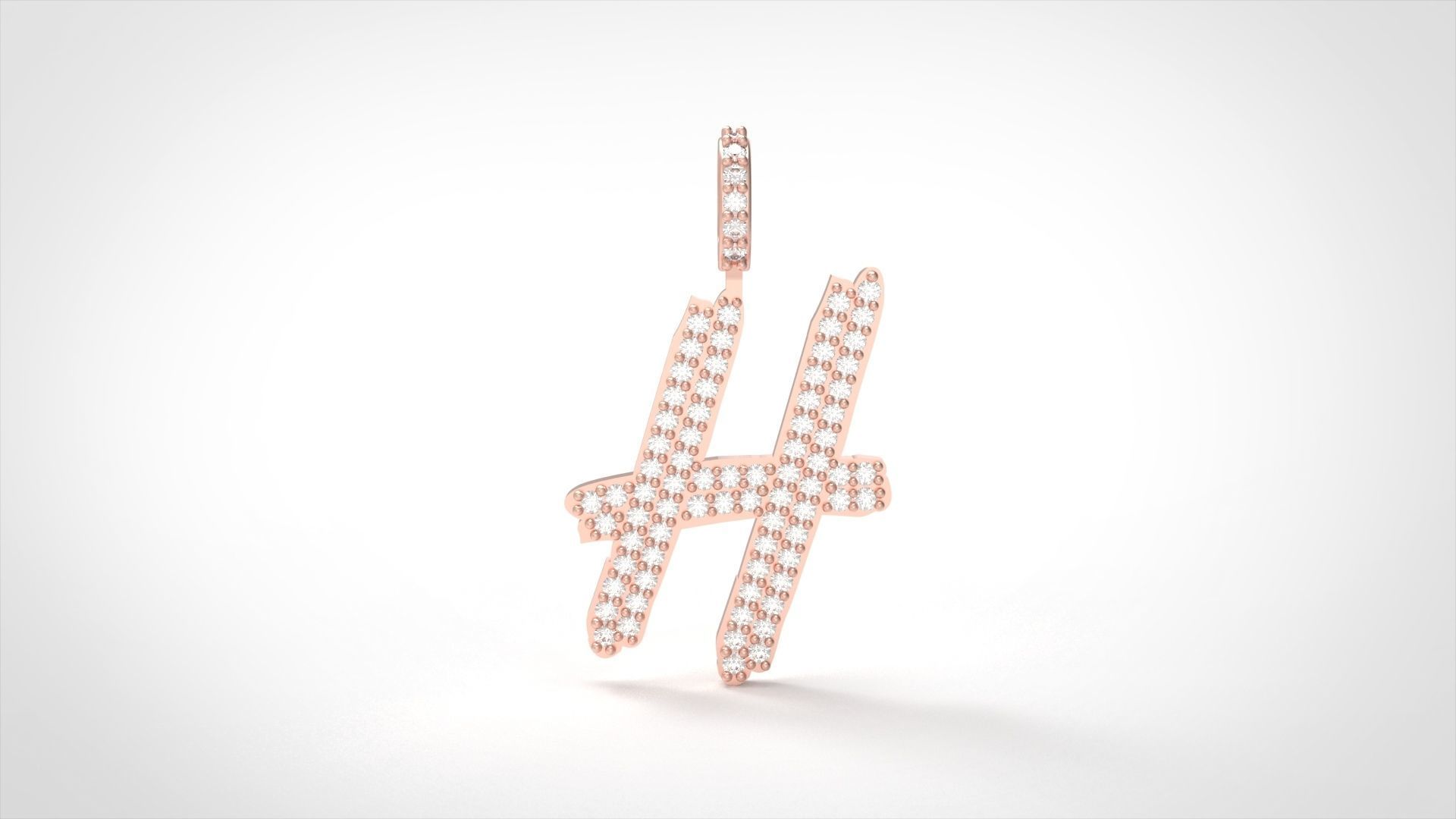 Model 802 Initial H Diamond Letter Pendant 3D print model_1