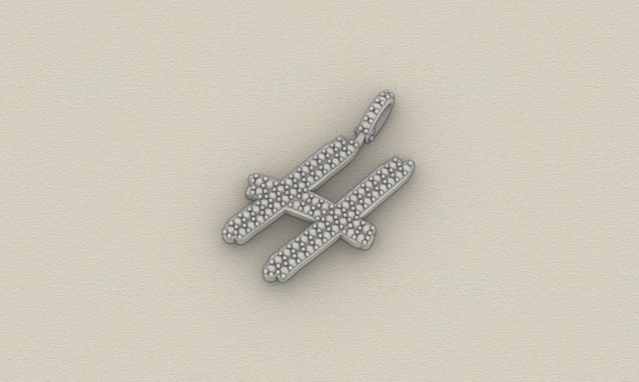 Model 802 Initial H Diamond Letter Pendant 3D print model_7